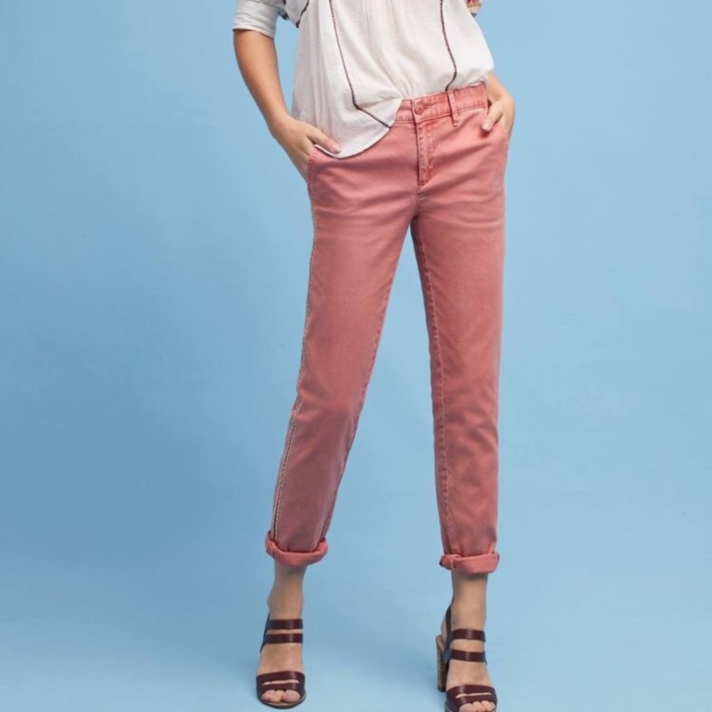 Anthropologie relaxed fit chino with side stripe
